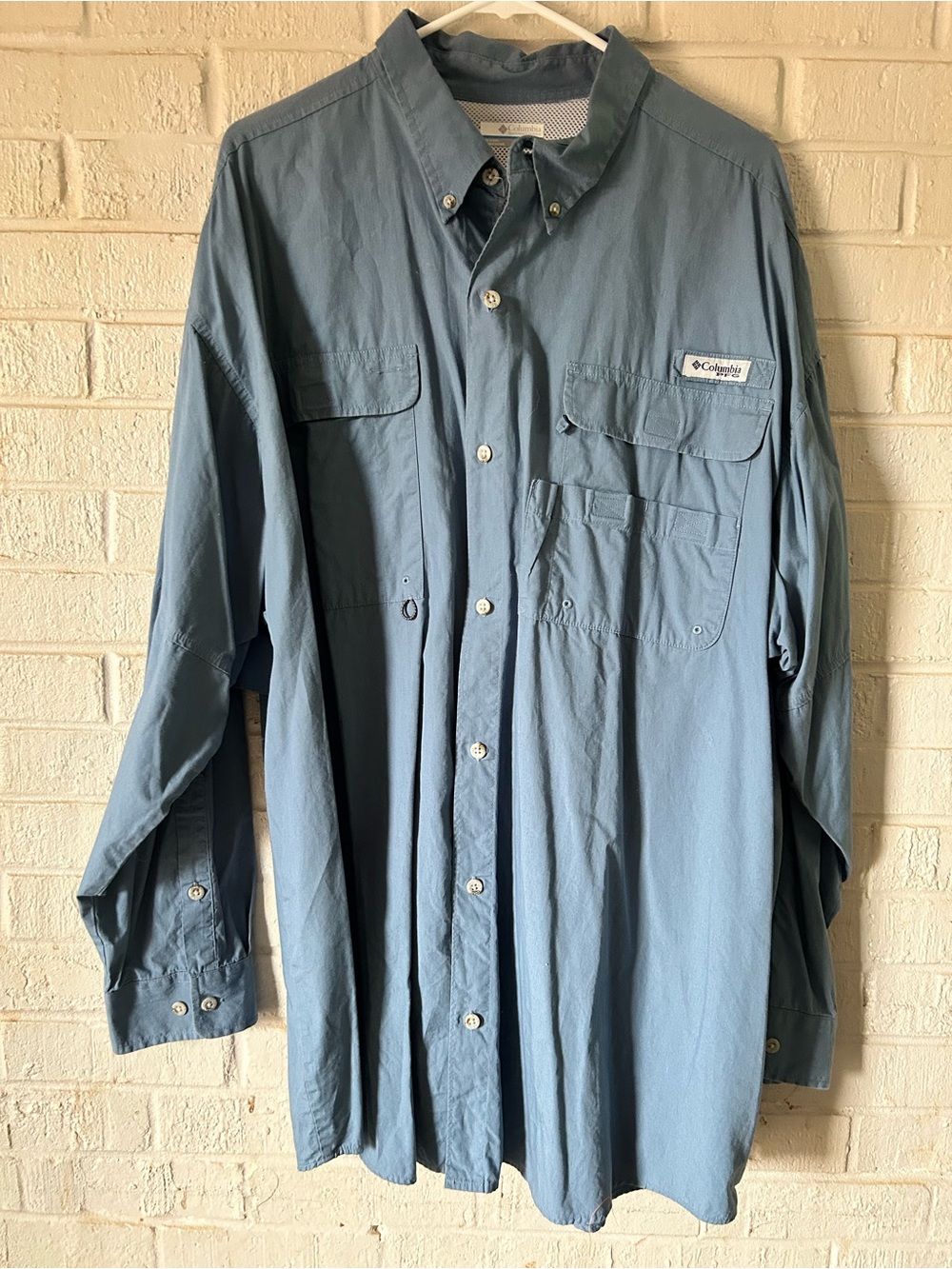 Columbia PFG Fishing Shirt Men’s XXL 2XL Blue Outdoors Vented Utility Hiking‎ LS